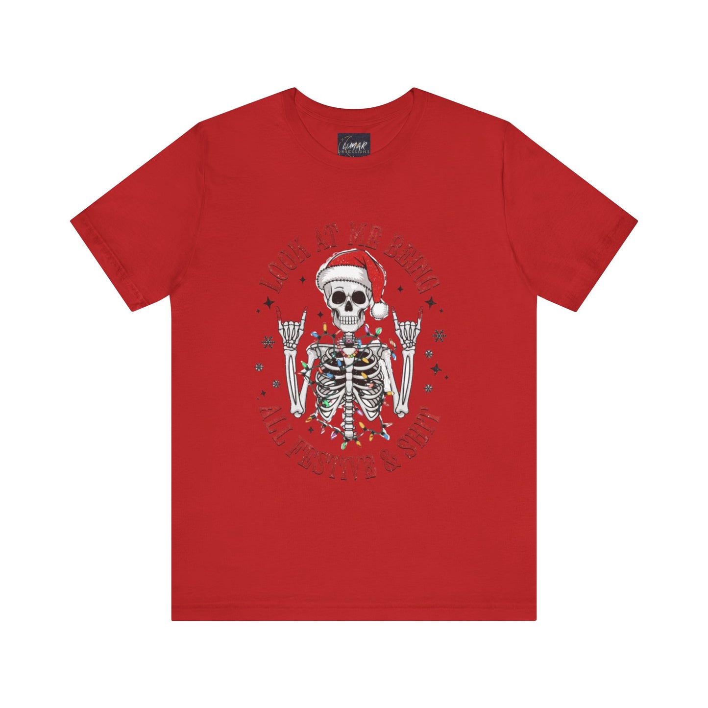Festive Skeleton Tee - Unisex Jersey Short Sleeve T-Shirt