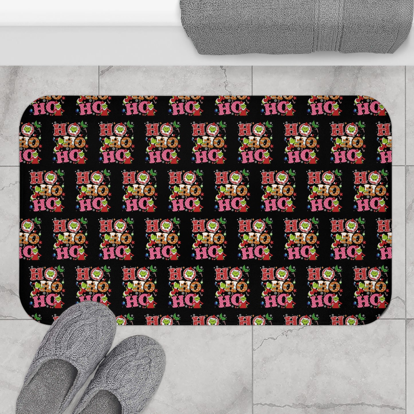 Grinch- HoHoHo- Christmas Bath Mat with 'Ho Ho Ho' Design