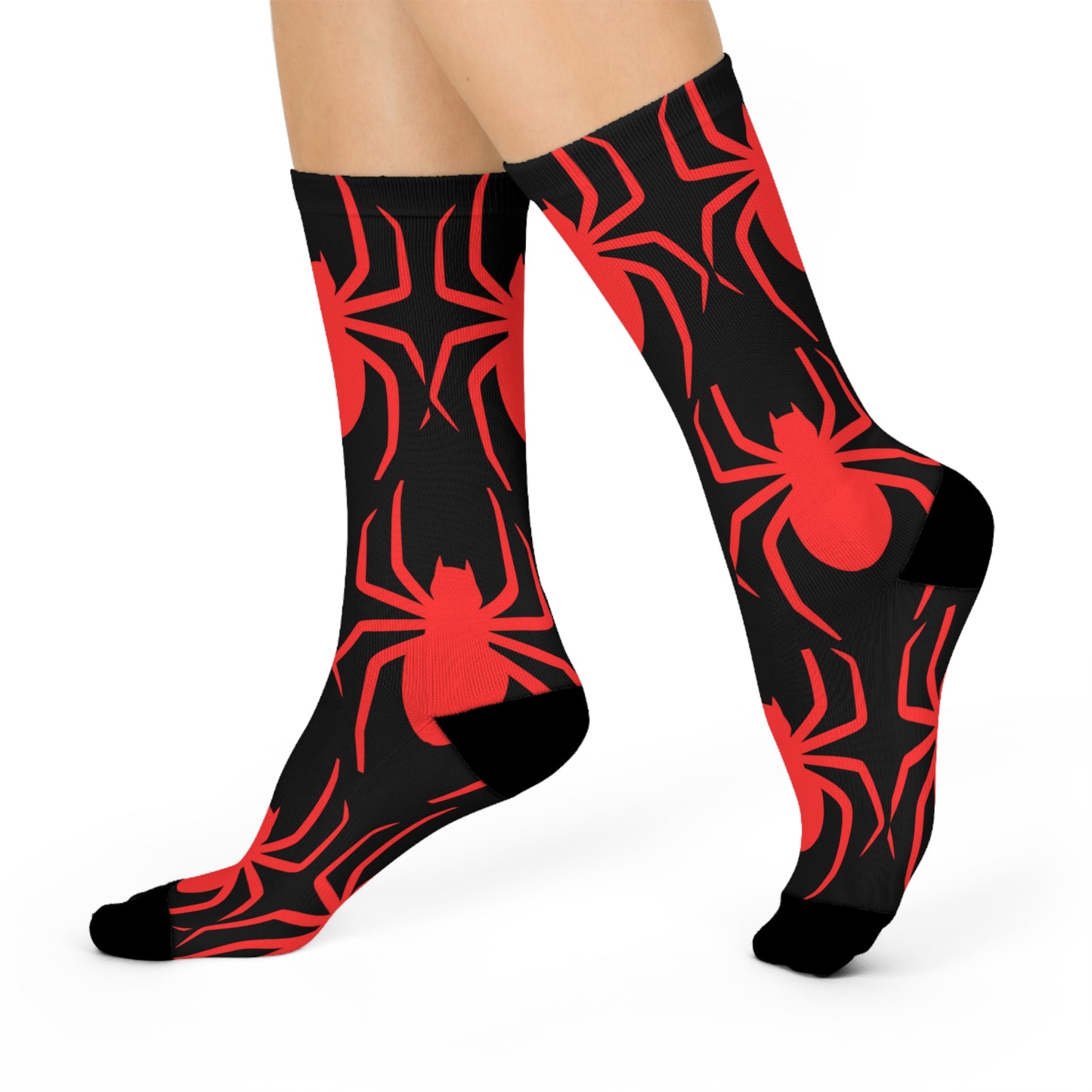 Spider Pattern Cushioned Crew Socks