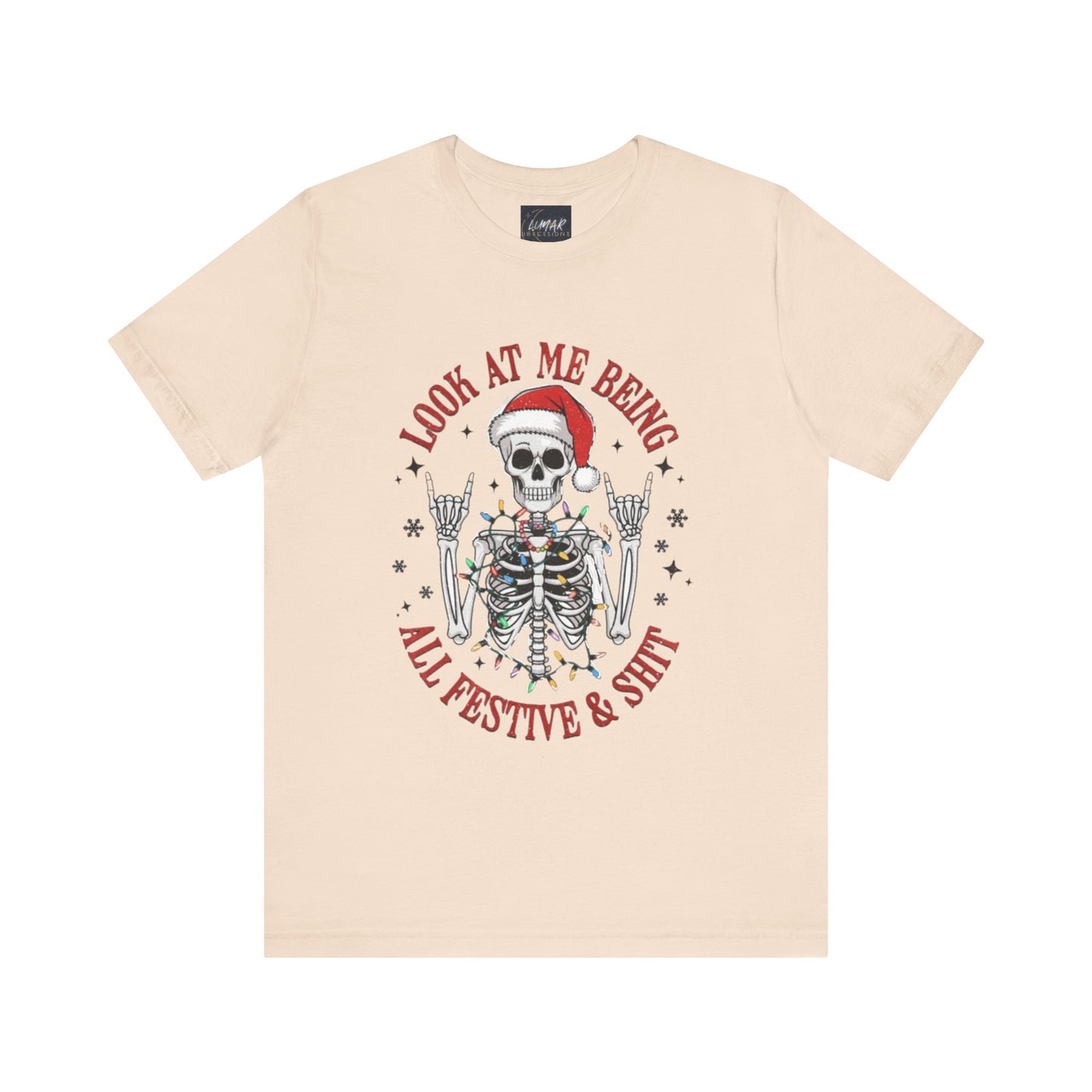 Festive Skeleton Tee - Unisex Jersey Short Sleeve T-Shirt