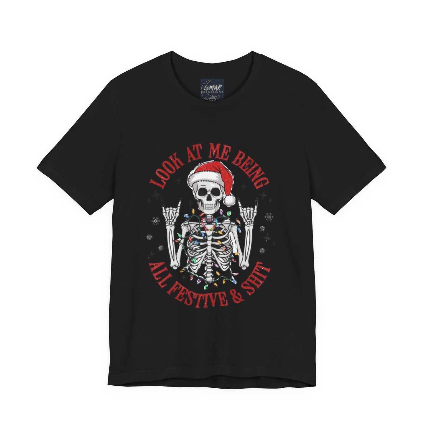 Festive Skeleton Tee - Unisex Jersey Short Sleeve T-Shirt