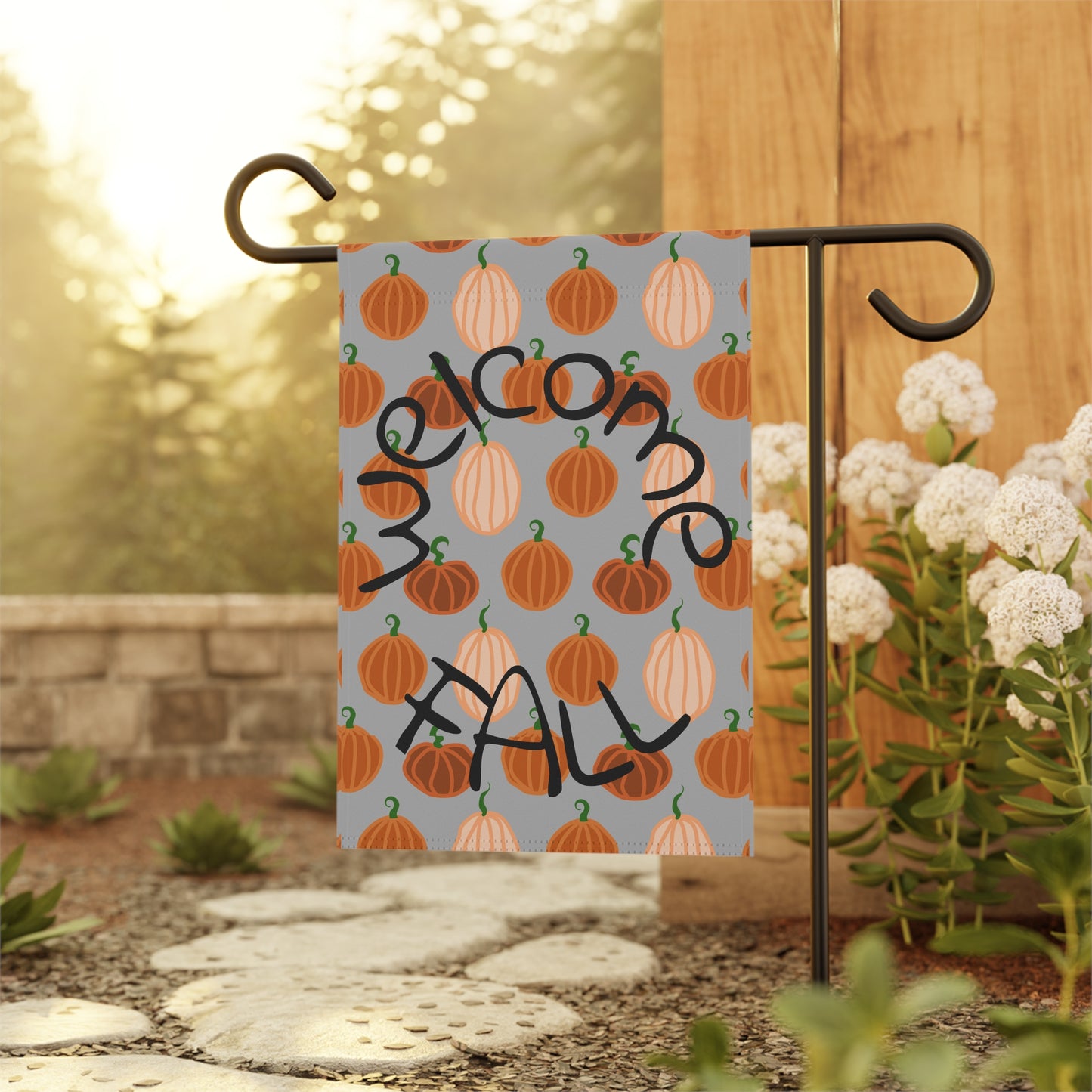 Fall Garden Banner, Welcome Fall Pumpkin Garden Flag