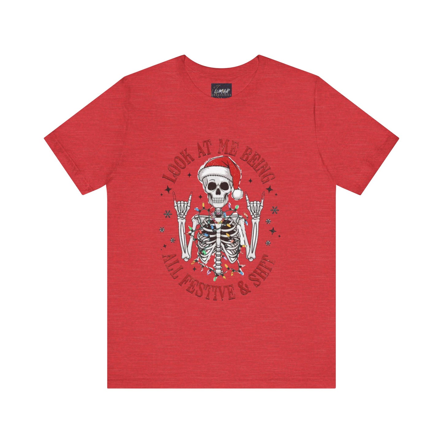 Festive Skeleton Tee - Unisex Jersey Short Sleeve T-Shirt