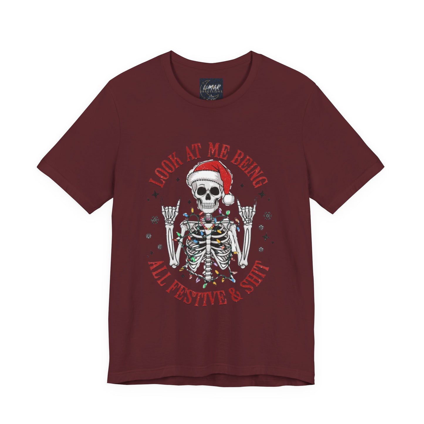 Festive Skeleton Tee - Unisex Jersey Short Sleeve T-Shirt
