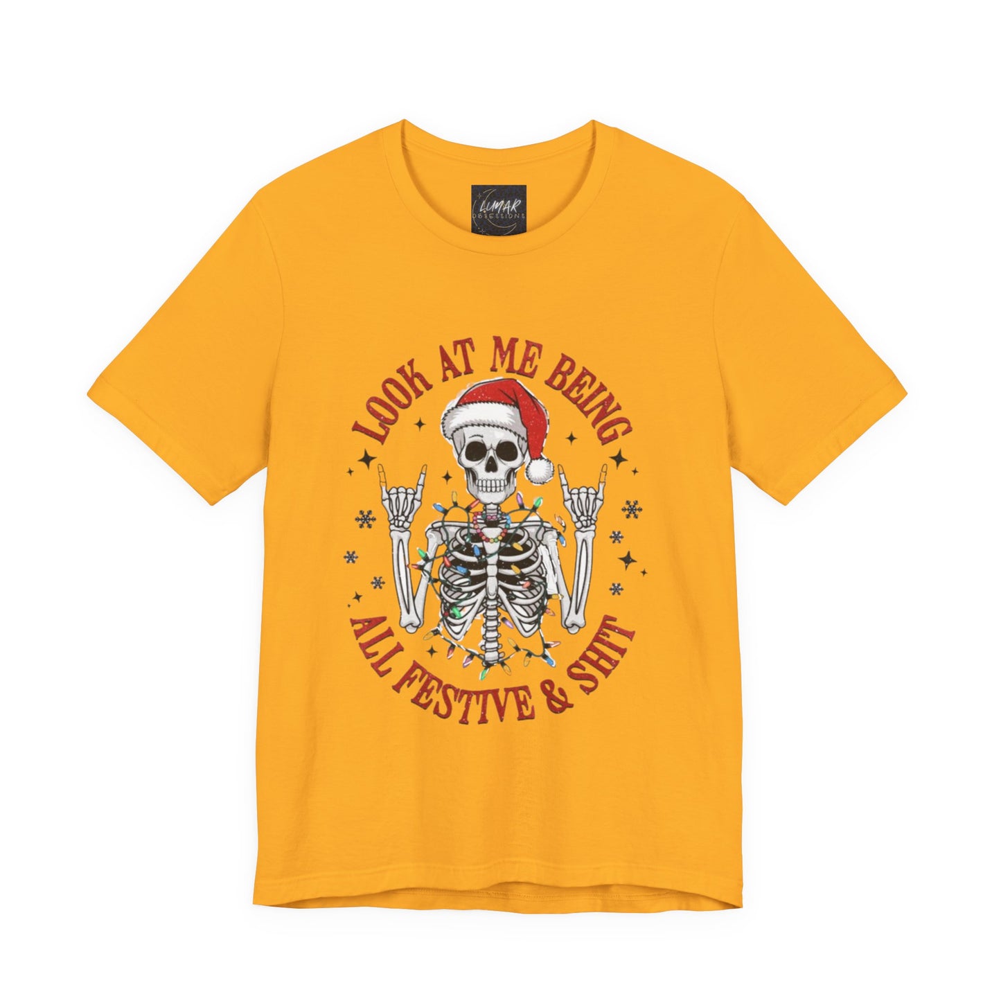 Festive Skeleton Tee - Unisex Jersey Short Sleeve T-Shirt