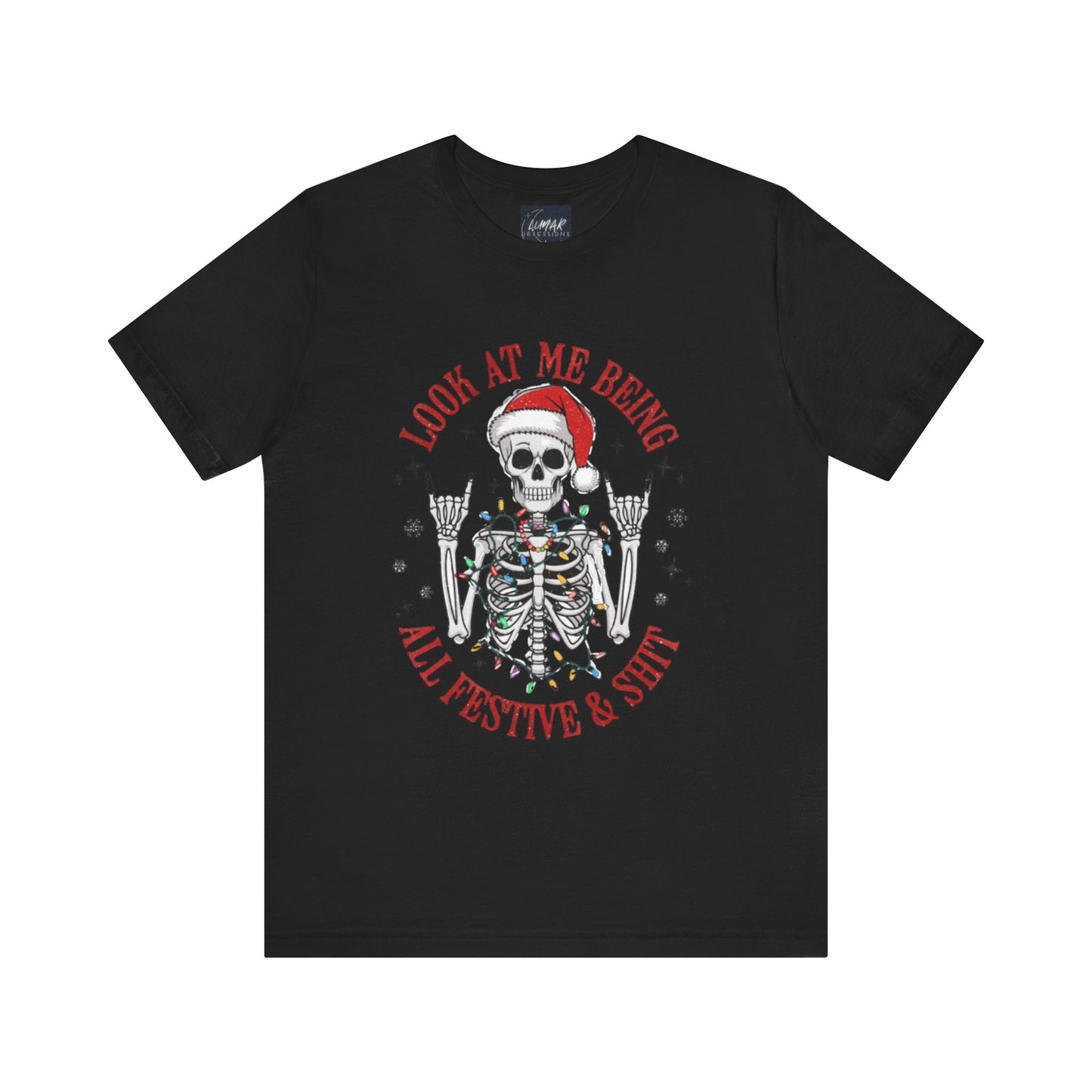 Festive Skeleton Tee - Unisex Jersey Short Sleeve T-Shirt