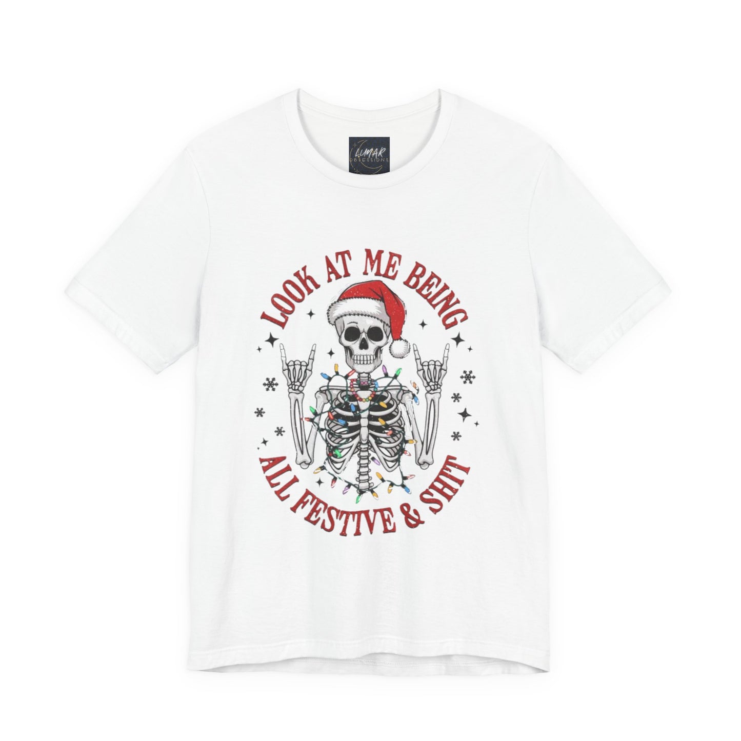 Festive Skeleton Tee - Unisex Jersey Short Sleeve T-Shirt