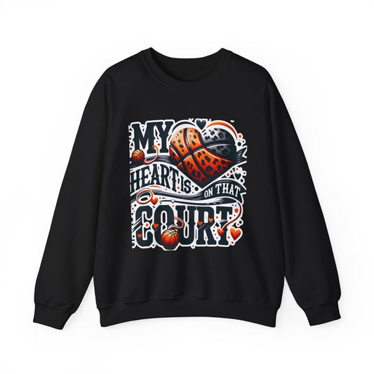 Basketball 'My ❤️Is On That Court' Crewneck Sweatshirt