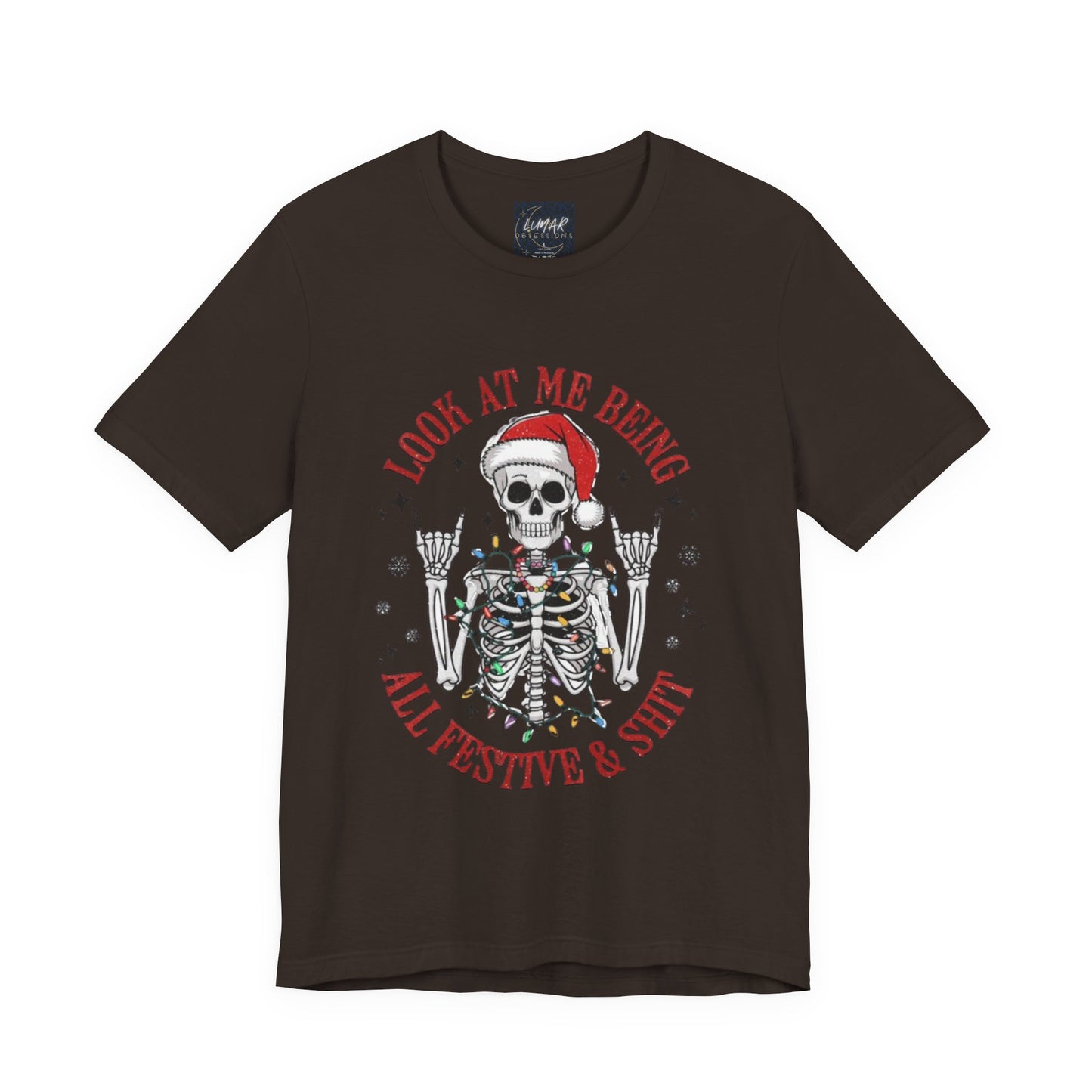Festive Skeleton Tee - Unisex Jersey Short Sleeve T-Shirt
