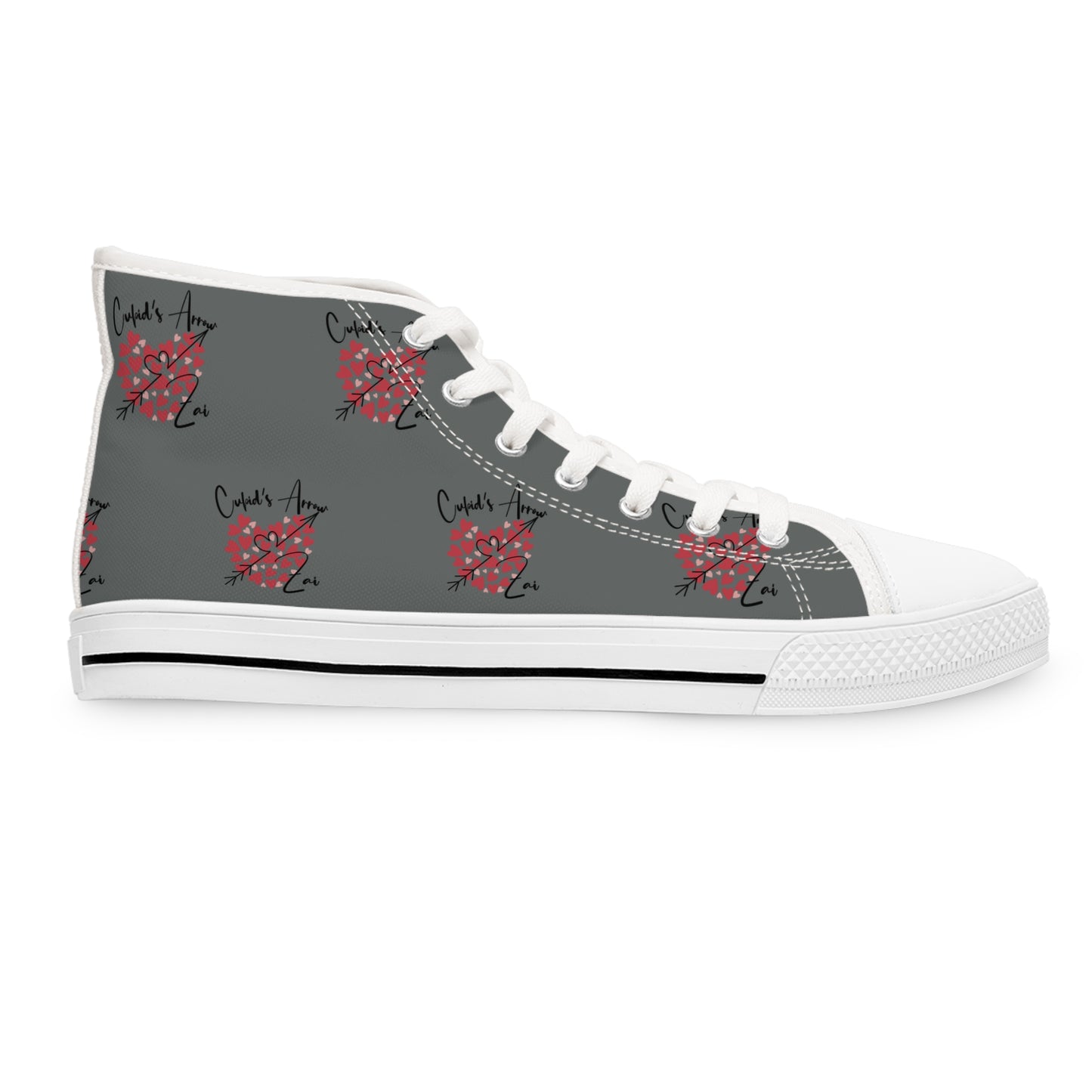 Cupid's Arrow- High Top Sneakers - Heart Design, Trendy Women's Footwear,