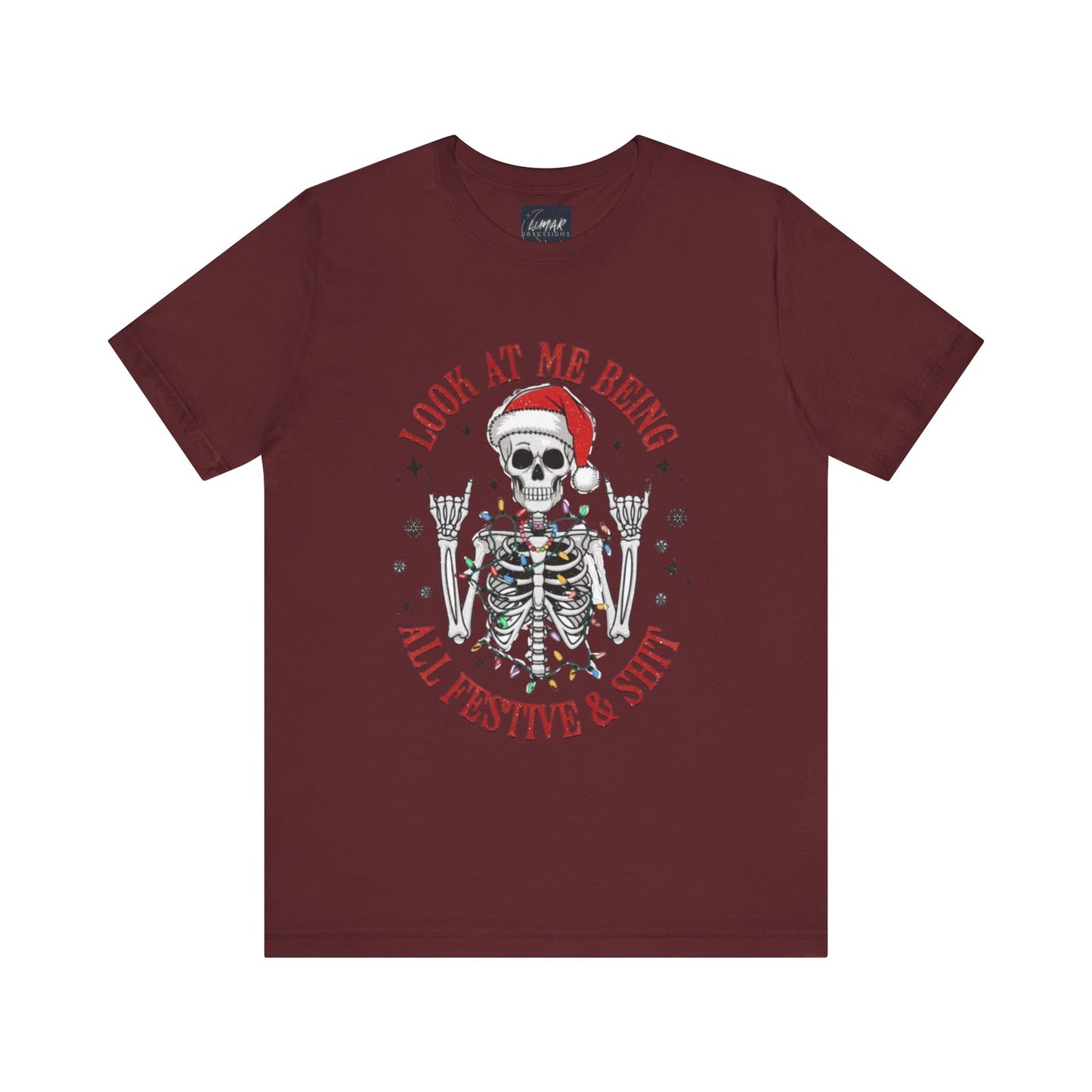 Festive Skeleton Tee - Unisex Jersey Short Sleeve T-Shirt