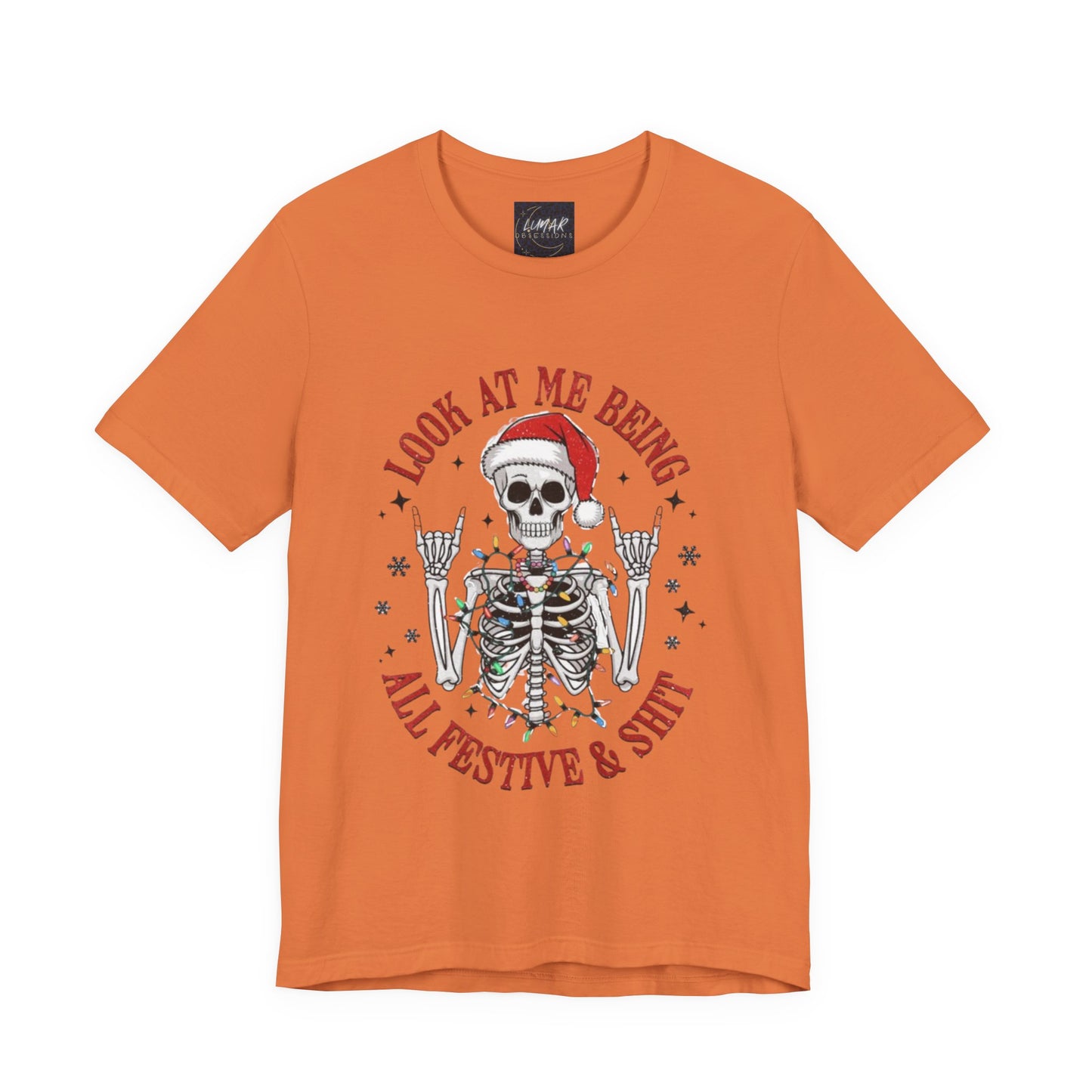 Festive Skeleton Tee - Unisex Jersey Short Sleeve T-Shirt