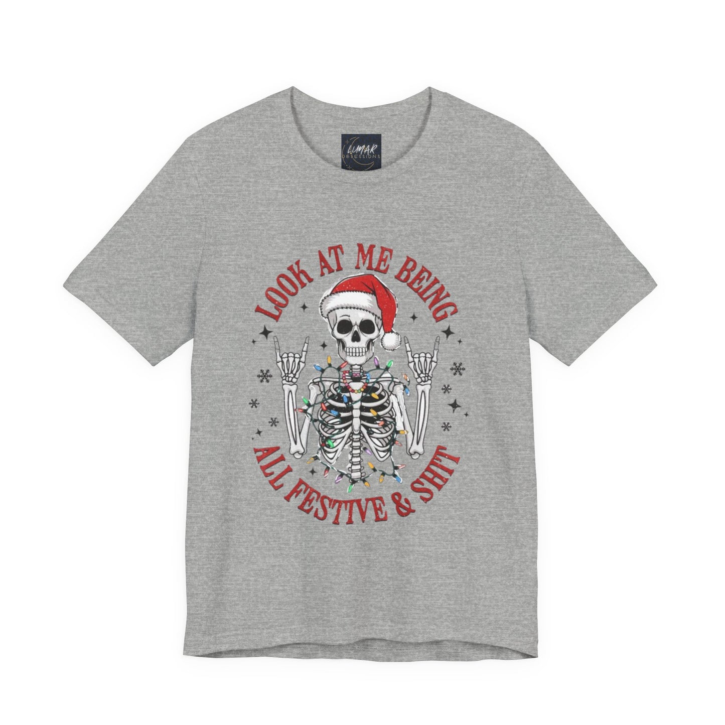 Festive Skeleton Tee - Unisex Jersey Short Sleeve T-Shirt