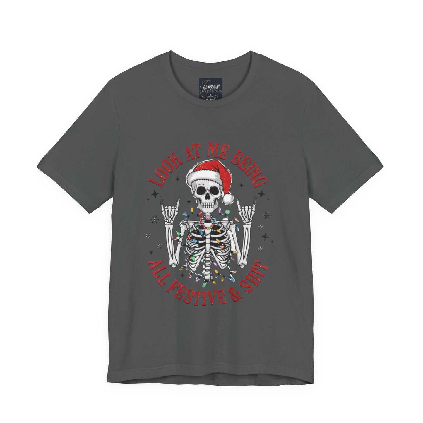 Festive Skeleton Tee - Unisex Jersey Short Sleeve T-Shirt