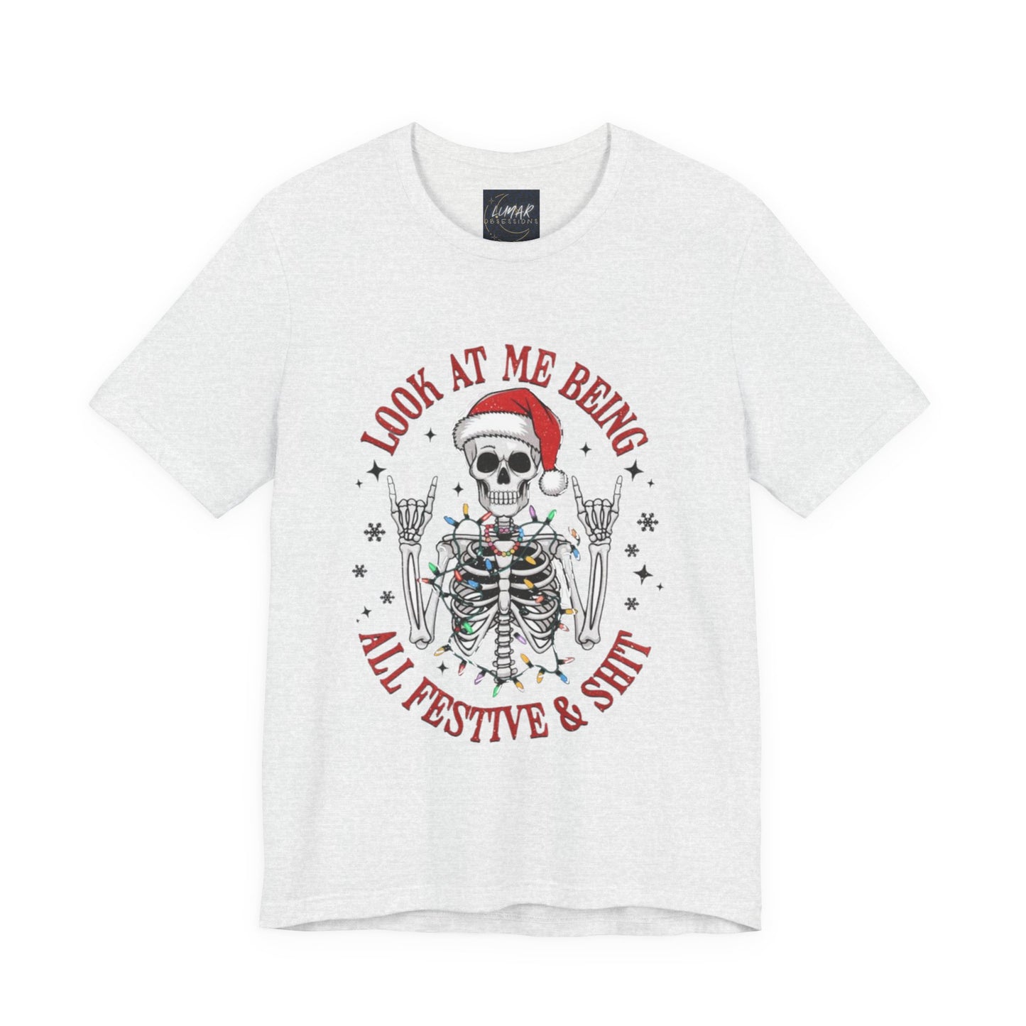 Festive Skeleton Tee - Unisex Jersey Short Sleeve T-Shirt