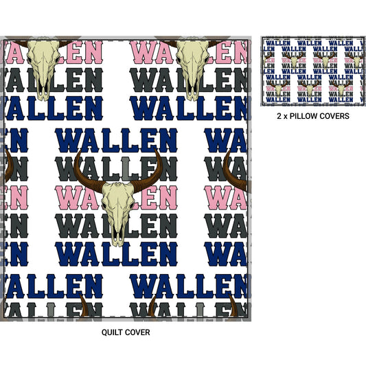Wallen Skull Quilt Cover Set β 3-Piece Western Bedding with Bull Skull Pattern