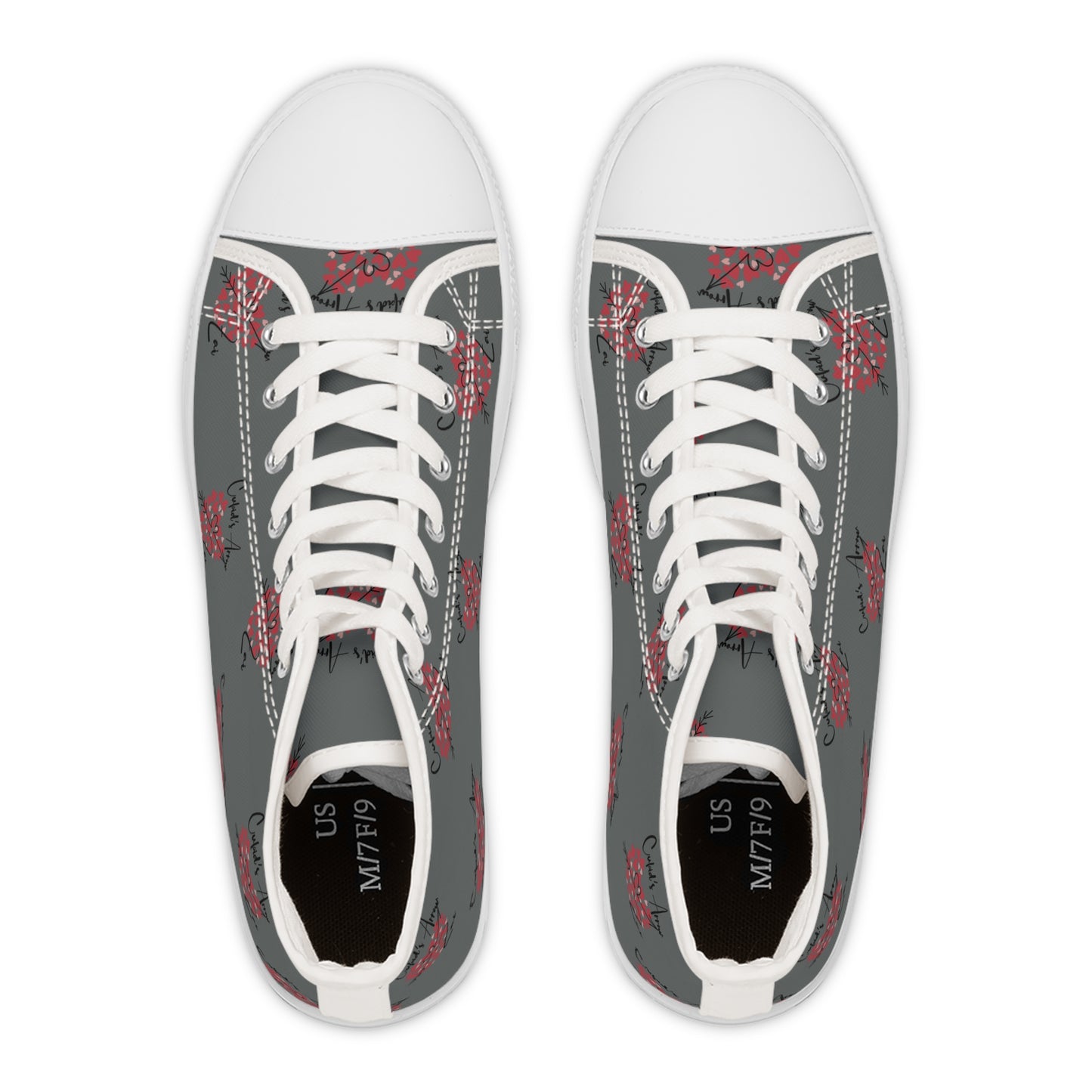 Cupid's Arrow- High Top Sneakers - Heart Design, Trendy Women's Footwear,