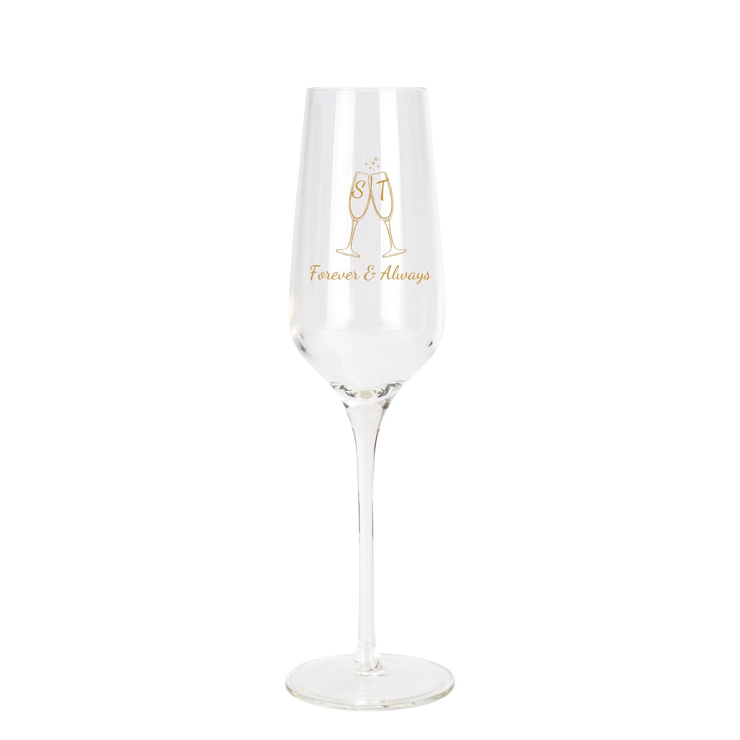 Engraved Champagne Flute - WEDDING– Personalized 8.25 oz Toasting Glass (Cheers & Sparkles Design)