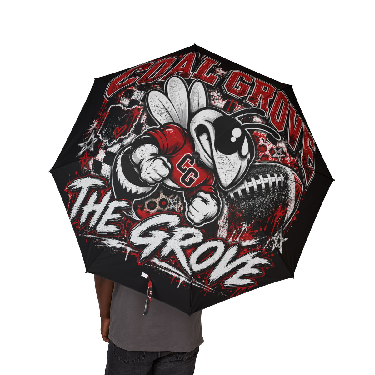 THE GROVE - Foldable Umbrella — Coal Grove Hornets Graphic Compact Umbrella
