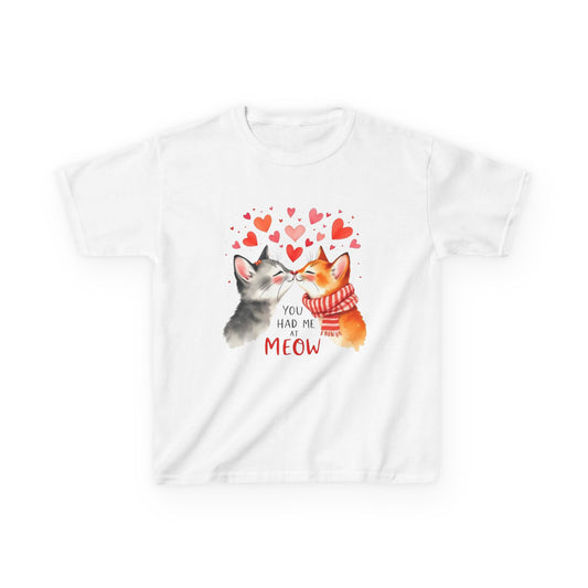 Kids Tee β Cute Cats 'You Had Me at Meow' Valentine Shirt