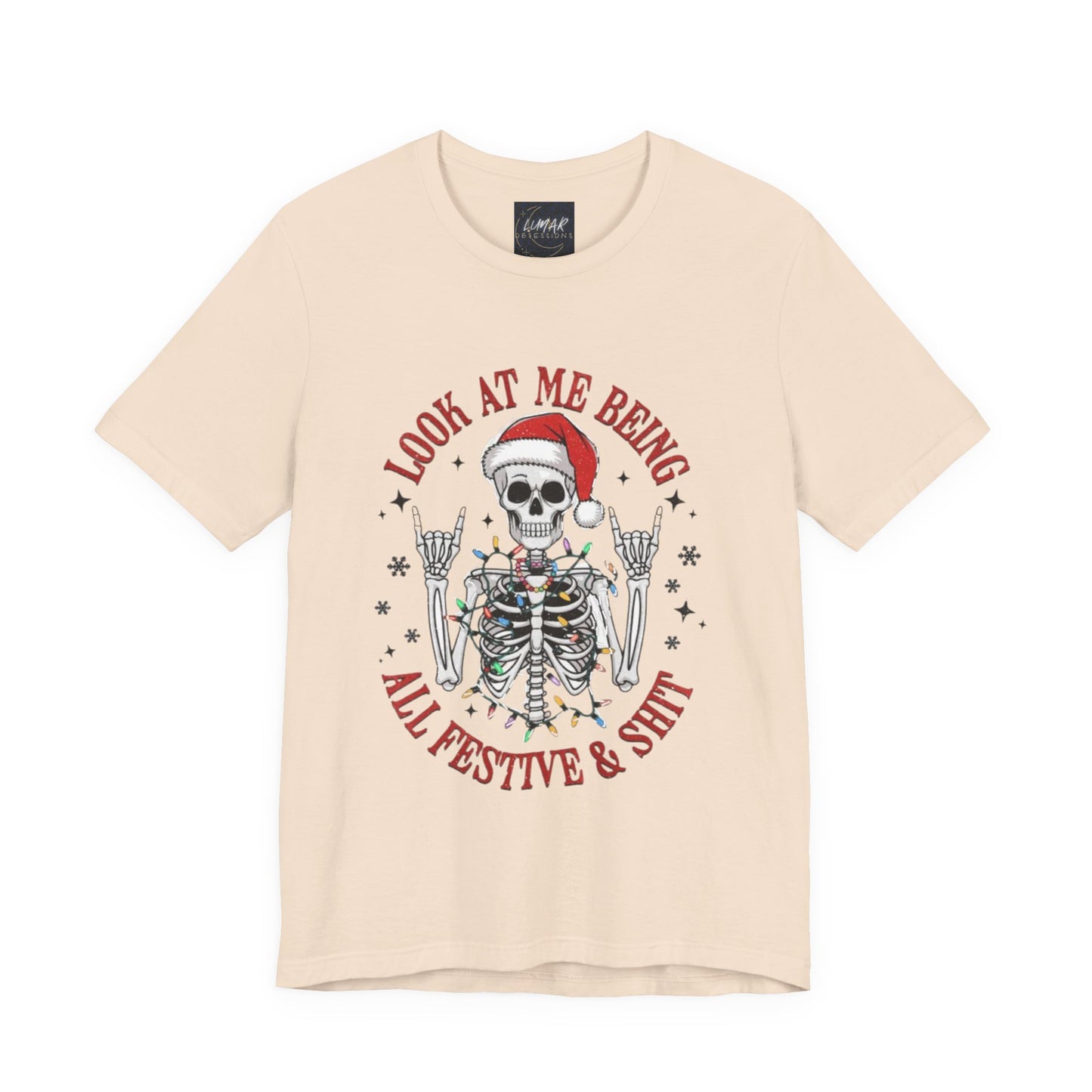 Festive Skeleton Tee - Unisex Jersey Short Sleeve T-Shirt