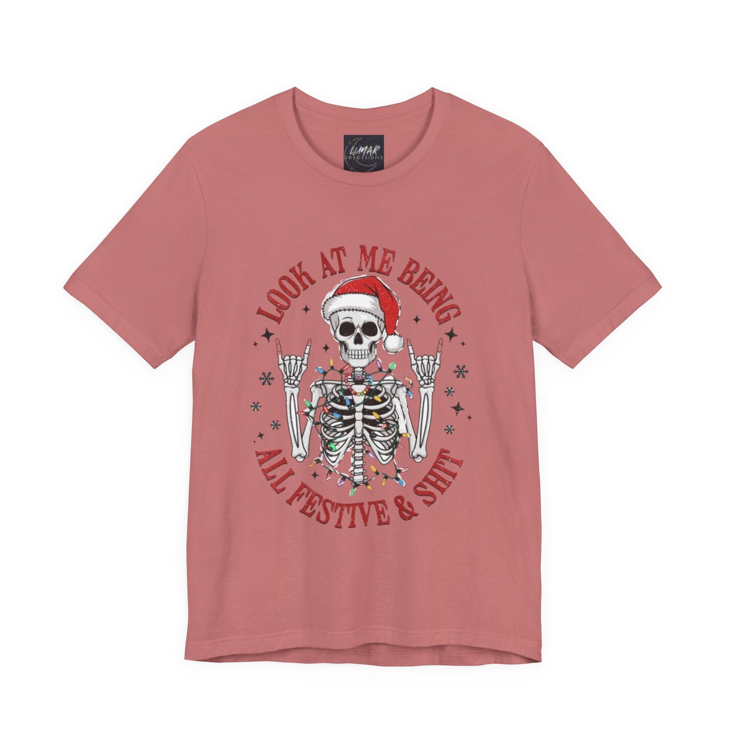 Festive Skeleton Tee - Unisex Jersey Short Sleeve T-Shirt
