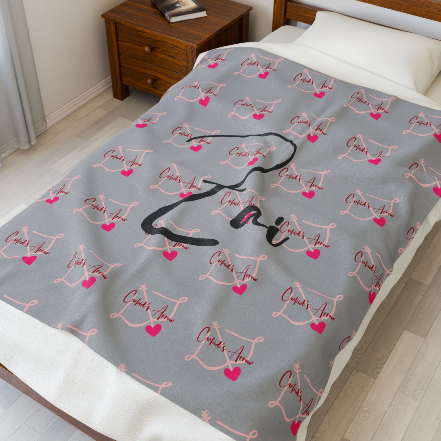 Gray- Cupid's Arrow Merch- Velveteen Plush Blanket