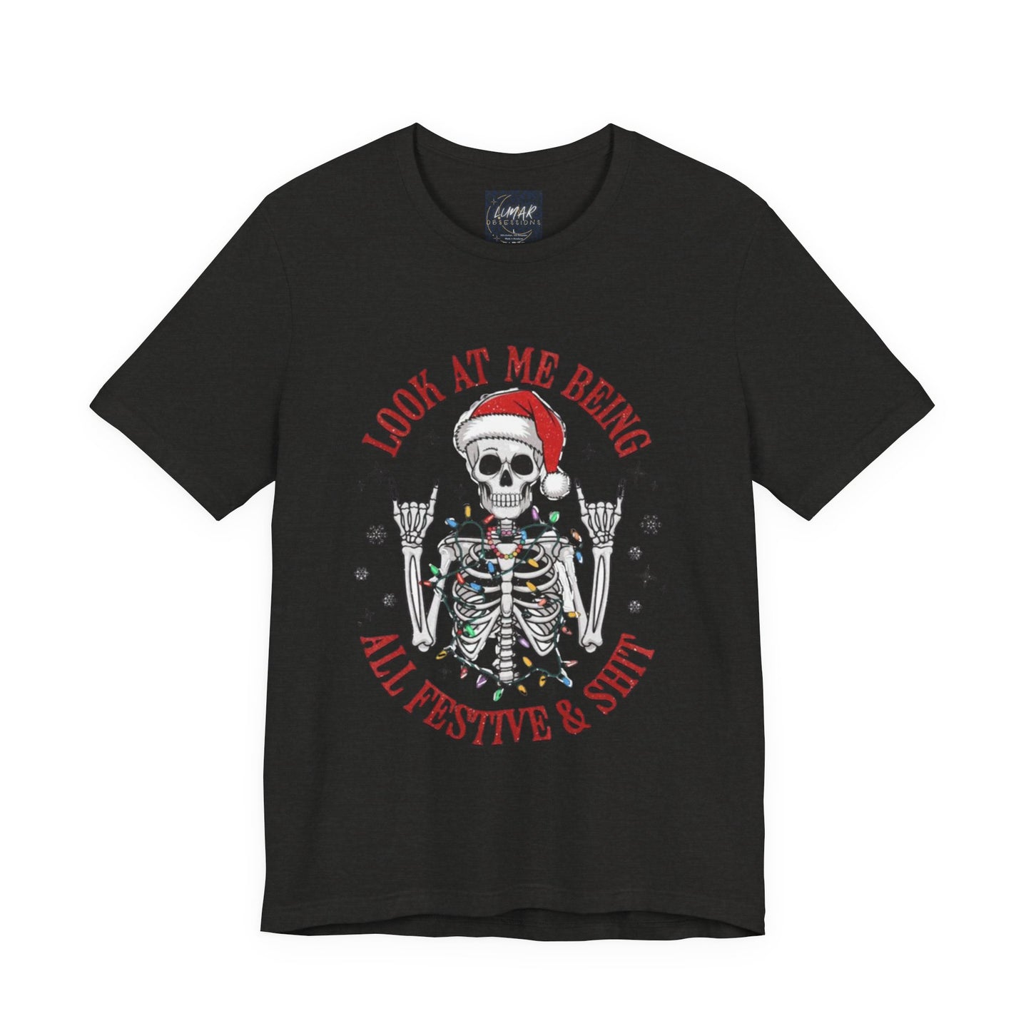 Festive Skeleton Tee - Unisex Jersey Short Sleeve T-Shirt