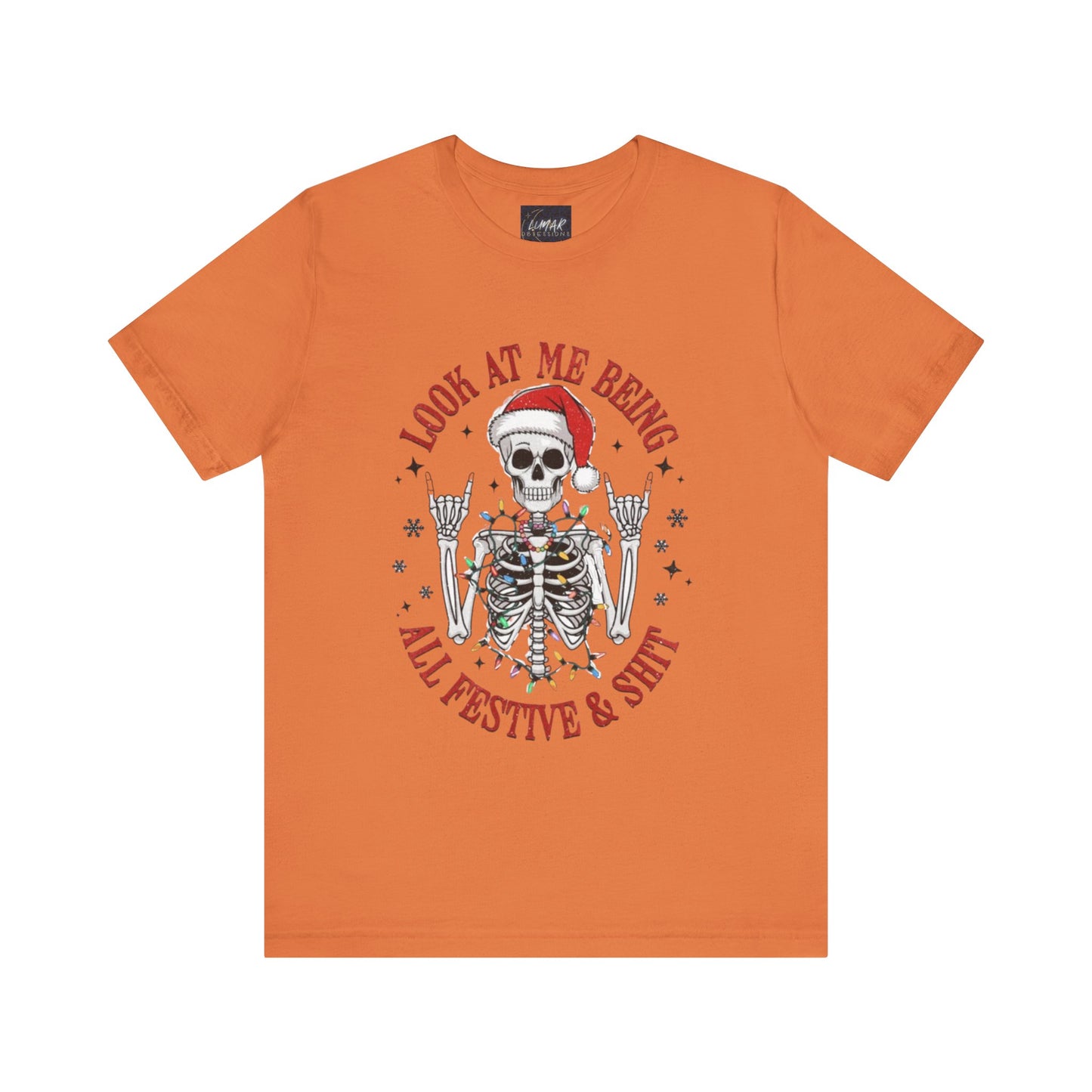 Festive Skeleton Tee - Unisex Jersey Short Sleeve T-Shirt