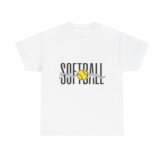 Softball Mom/Player Tee — Retro Script Softball Graphic T-Shirt