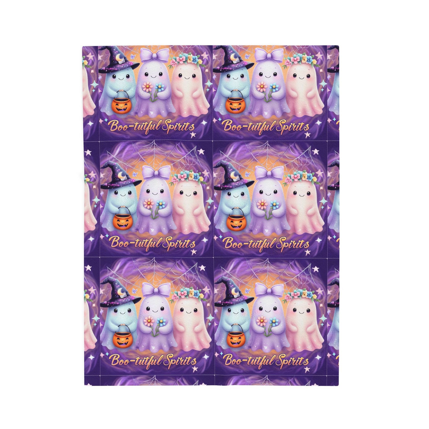 Boo-tiful Spirits Velveteen Plush Blanket | Cozy Halloween Throw, Cute Ghost Decor, Spooky Season Gift, Kids Room Blanket
