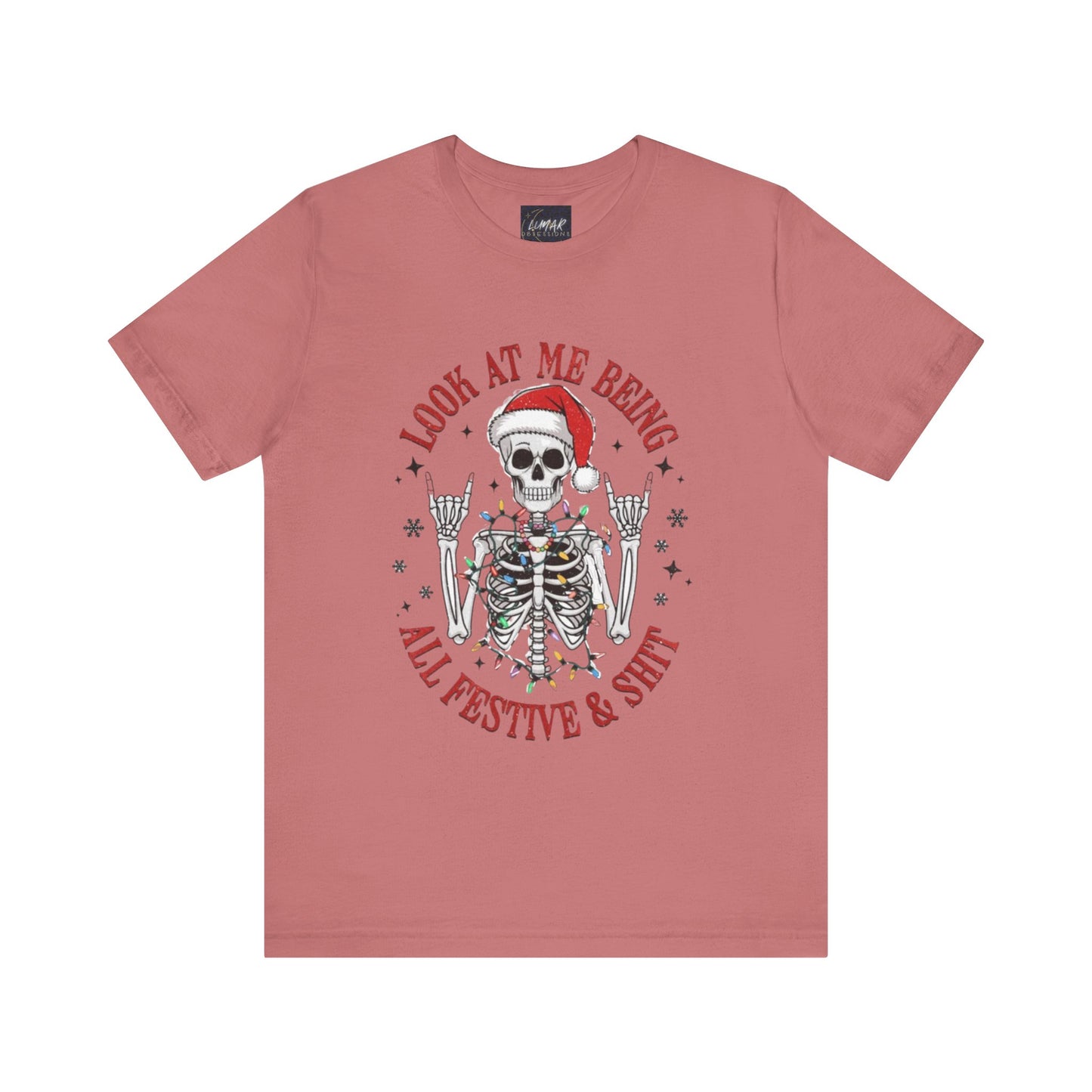 Festive Skeleton Tee - Unisex Jersey Short Sleeve T-Shirt