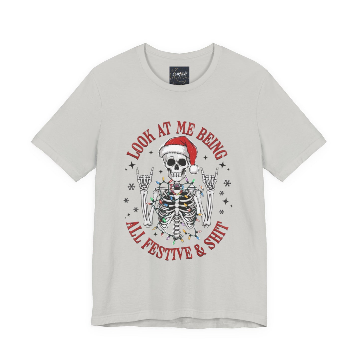 Festive Skeleton Tee - Unisex Jersey Short Sleeve T-Shirt