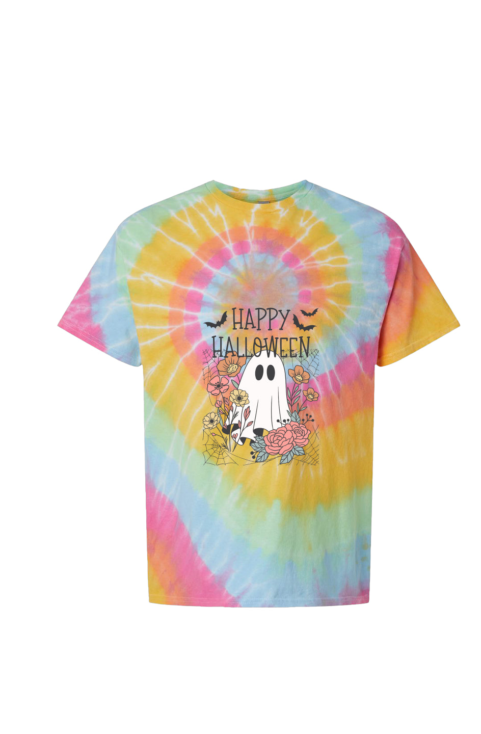 Happy Halloween- Multi-Color Spiral Tie-Dyed T-Shirt
