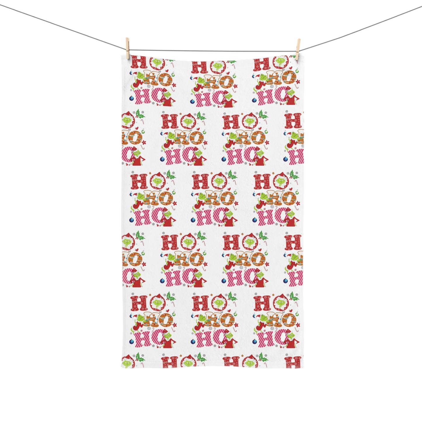 White- Grinch HoHoHo- Festive Hand Towel