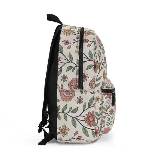 Floral Print Backpack, Cute Backpack for School