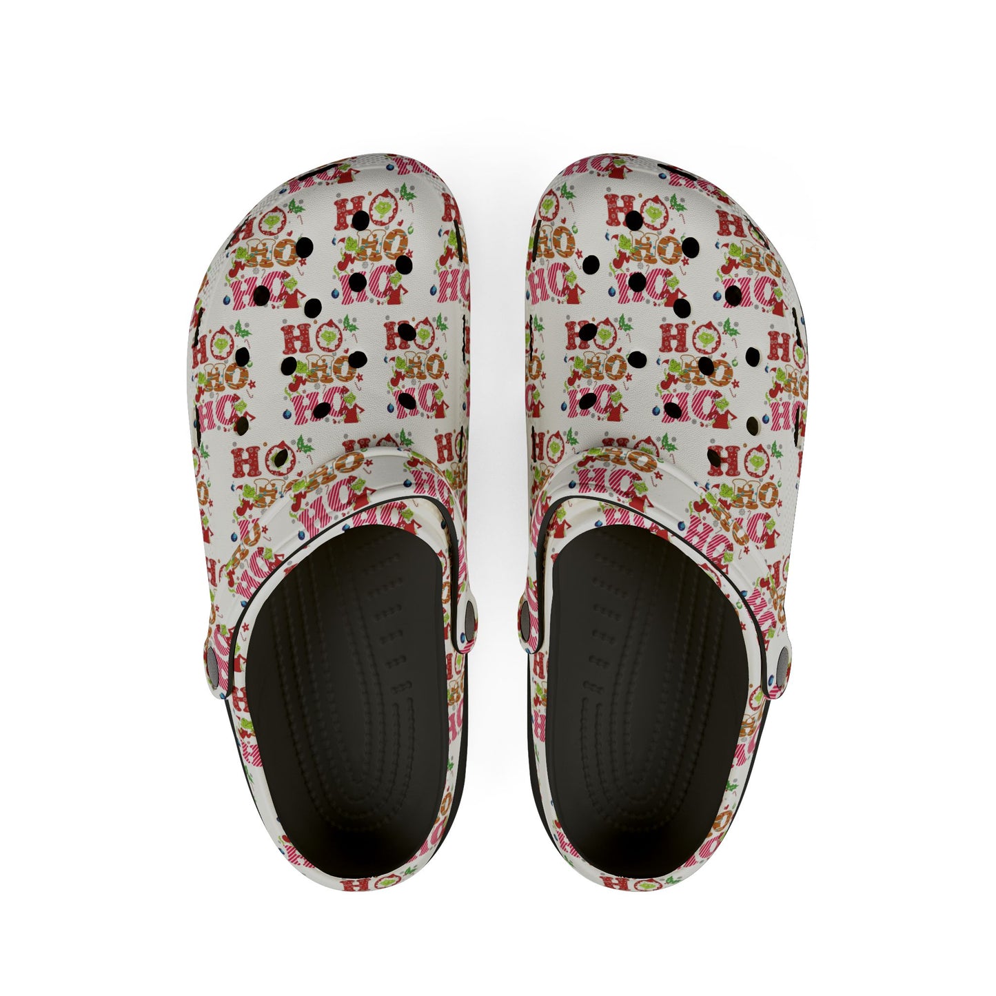 Grinch- HoHoHo Christmas Foam Rubber Shoes, Holiday Footwear, Fun Crocs
