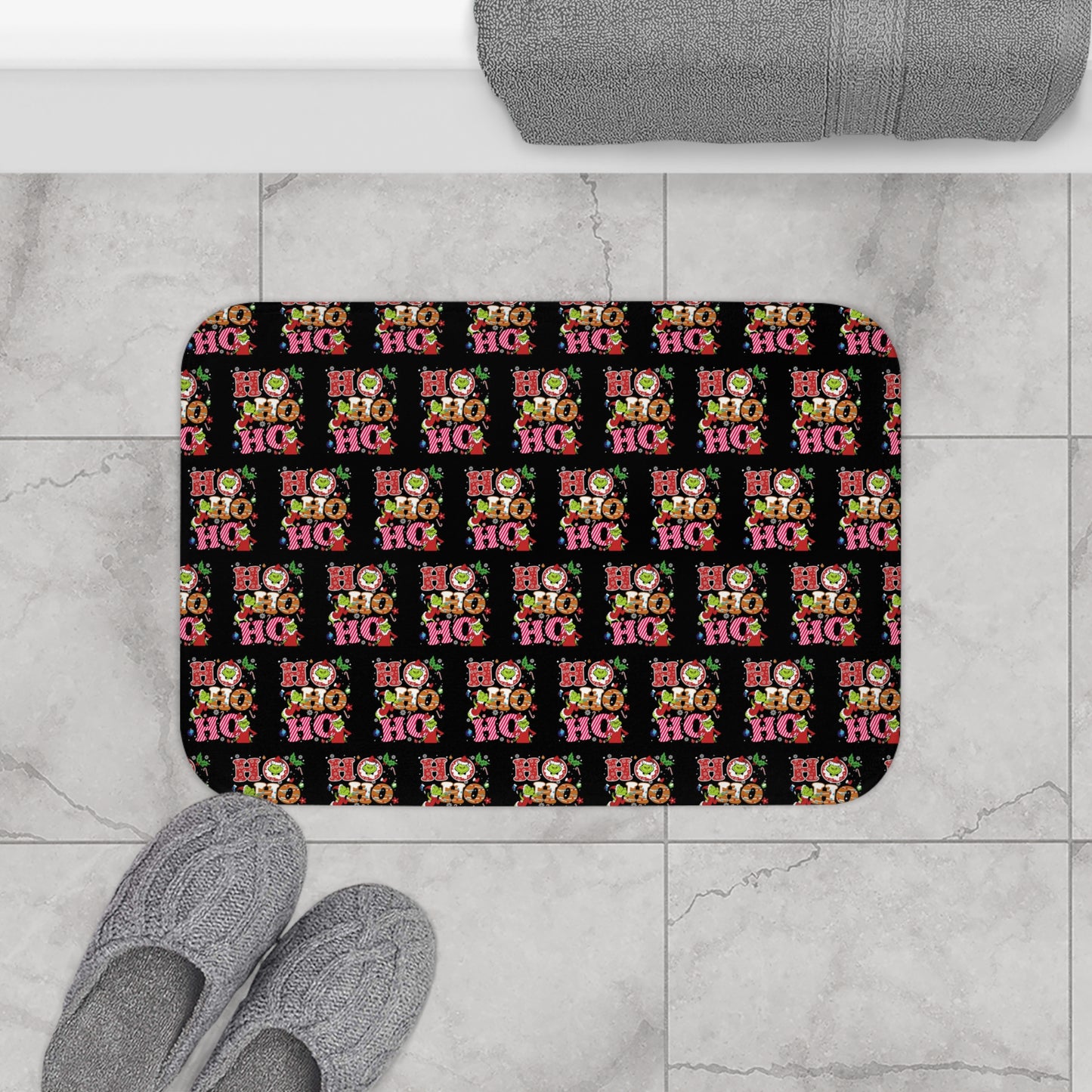 Grinch- HoHoHo- Christmas Bath Mat with 'Ho Ho Ho' Design