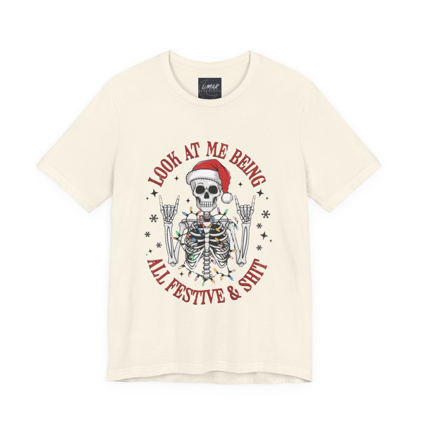 Festive Skeleton Tee - Unisex Jersey Short Sleeve T-Shirt