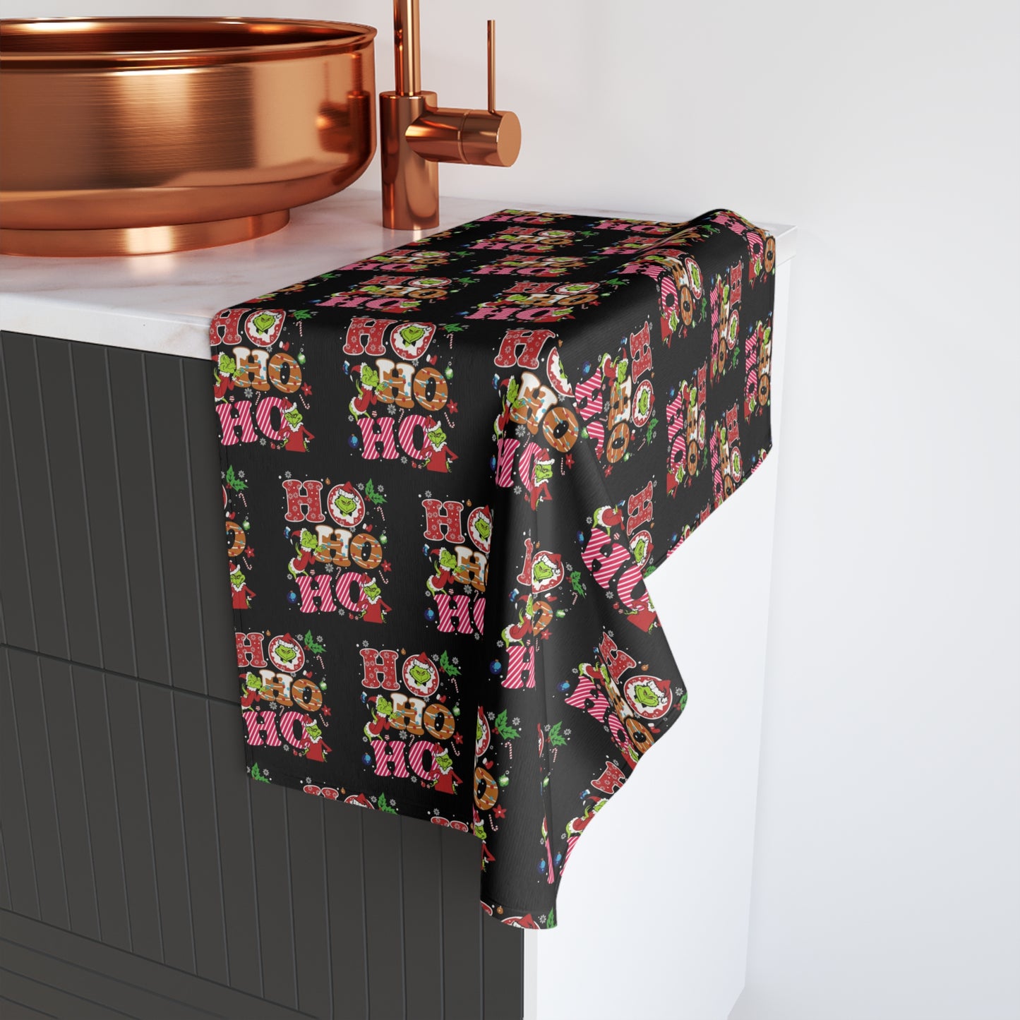 Black- Grinch HoHoHo- Vibrant Hand Towel