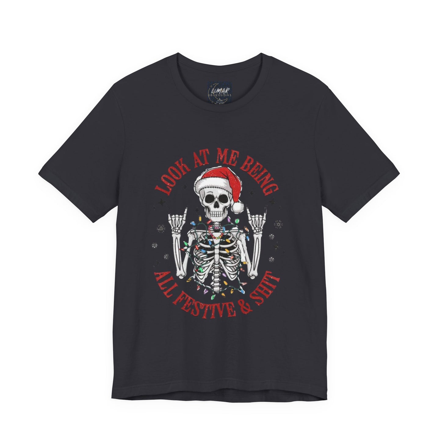 Festive Skeleton Tee - Unisex Jersey Short Sleeve T-Shirt