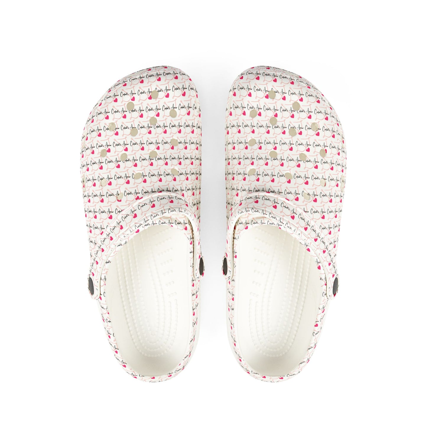 Cupid's Arrow- Merch- White Bow & Arrow Design- Colorful EVA Foam Clogs