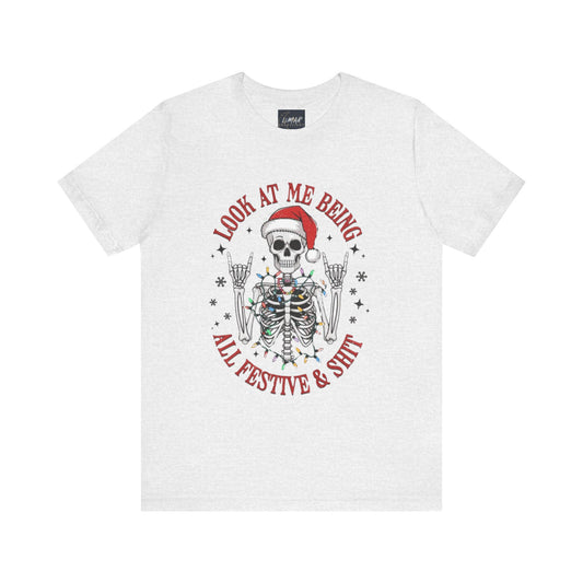 Festive Skeleton Tee - Unisex Jersey Short Sleeve T-Shirt