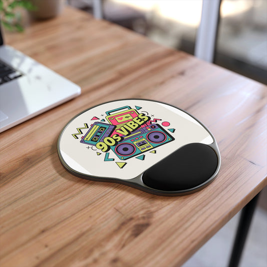 Colorful 90s Vibes Mouse Pad with Wrist Rest, Retro Gaming Accessory, Office Decor, Gifts for Gamers, Nostalgic Computer Pad