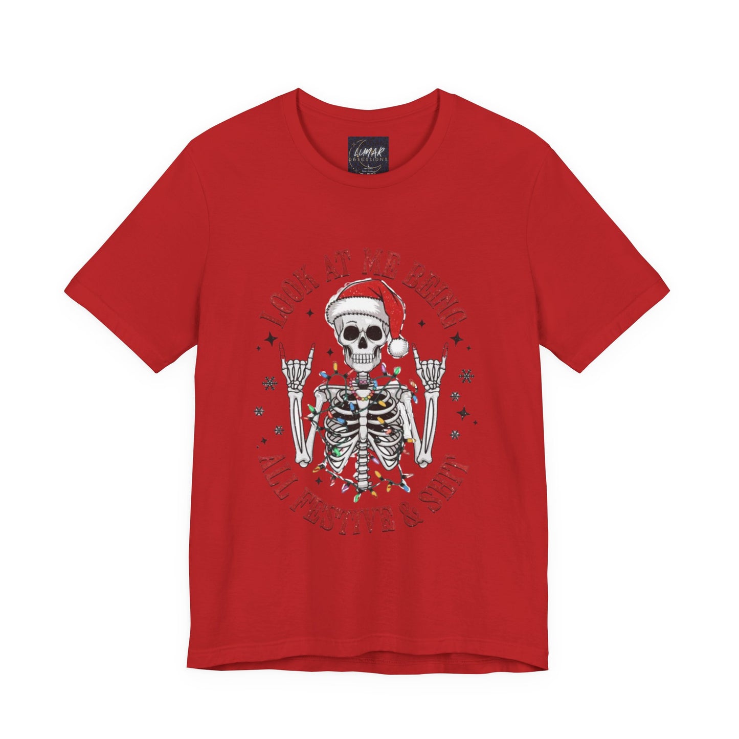 Festive Skeleton Tee - Unisex Jersey Short Sleeve T-Shirt