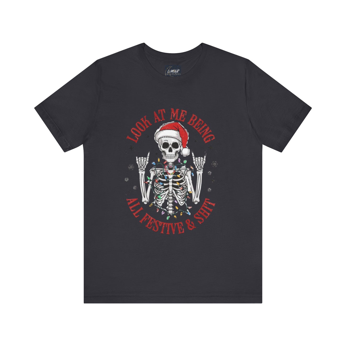Festive Skeleton Tee - Unisex Jersey Short Sleeve T-Shirt