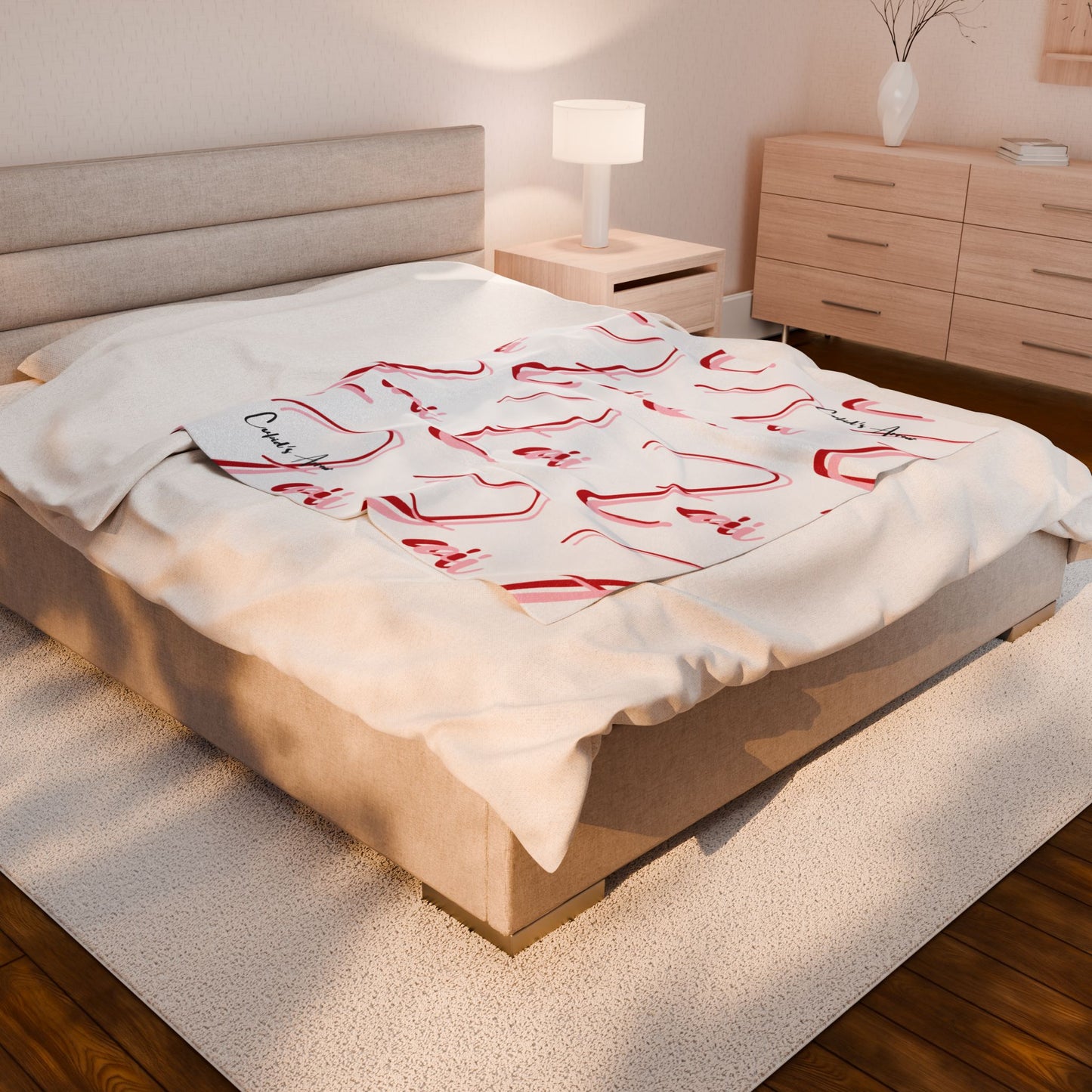 Red- Cupid's Arrow Merch- Velveteen Plush Blanket, Cozy Throw Blanket