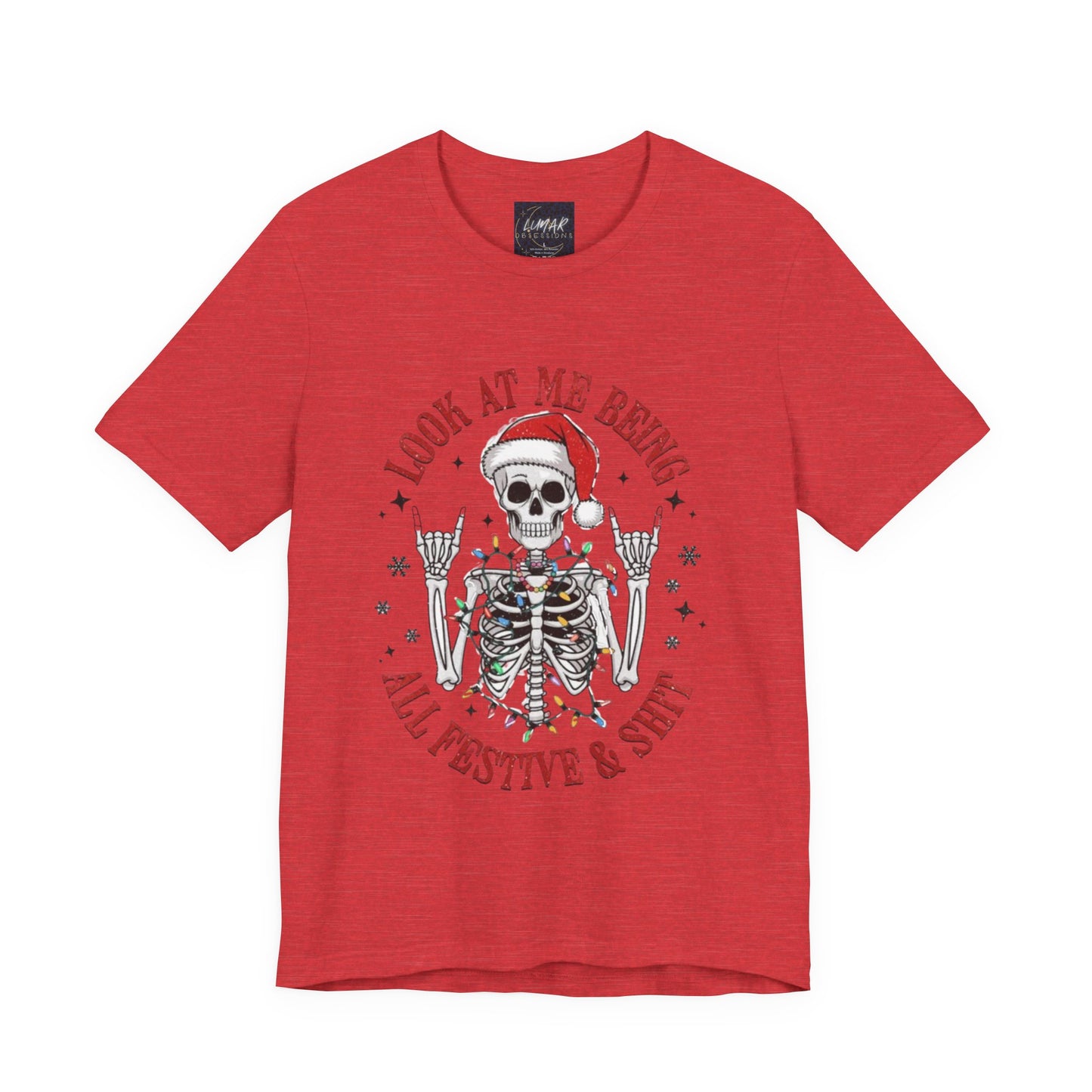 Festive Skeleton Tee - Unisex Jersey Short Sleeve T-Shirt