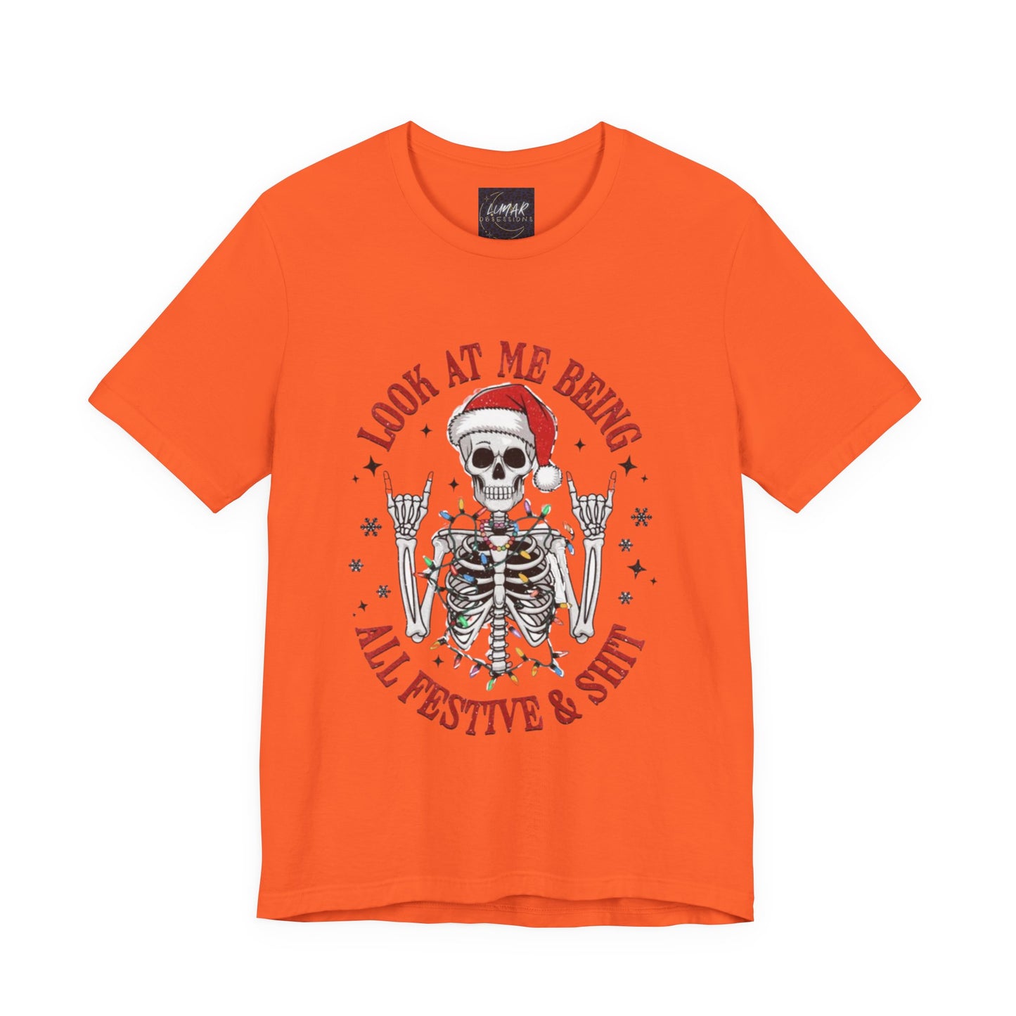 Festive Skeleton Tee - Unisex Jersey Short Sleeve T-Shirt