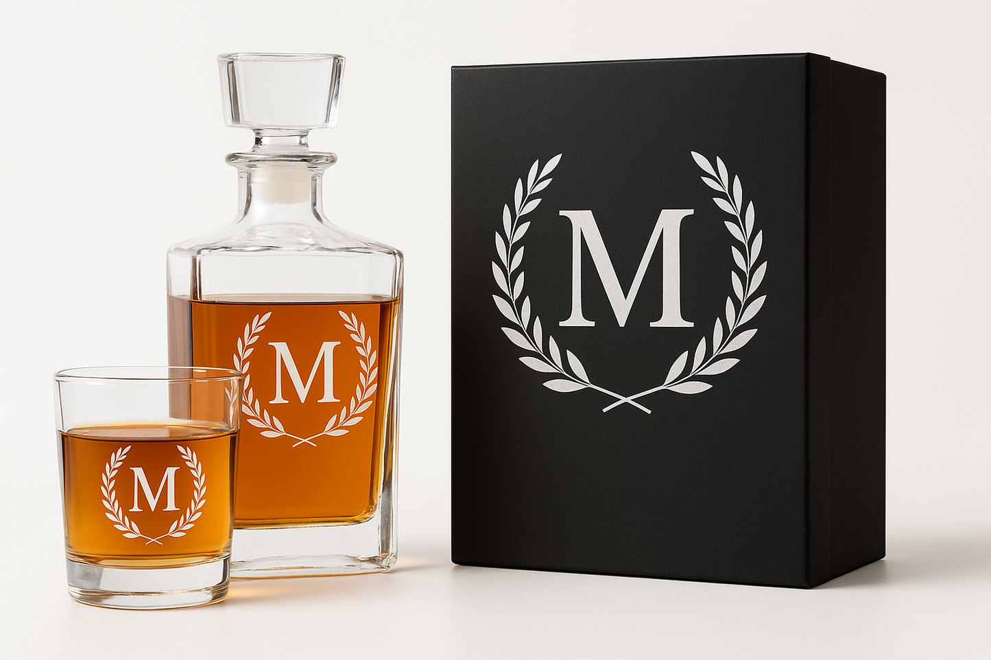 Customizable Initial Decanter Set - 4 Glasses